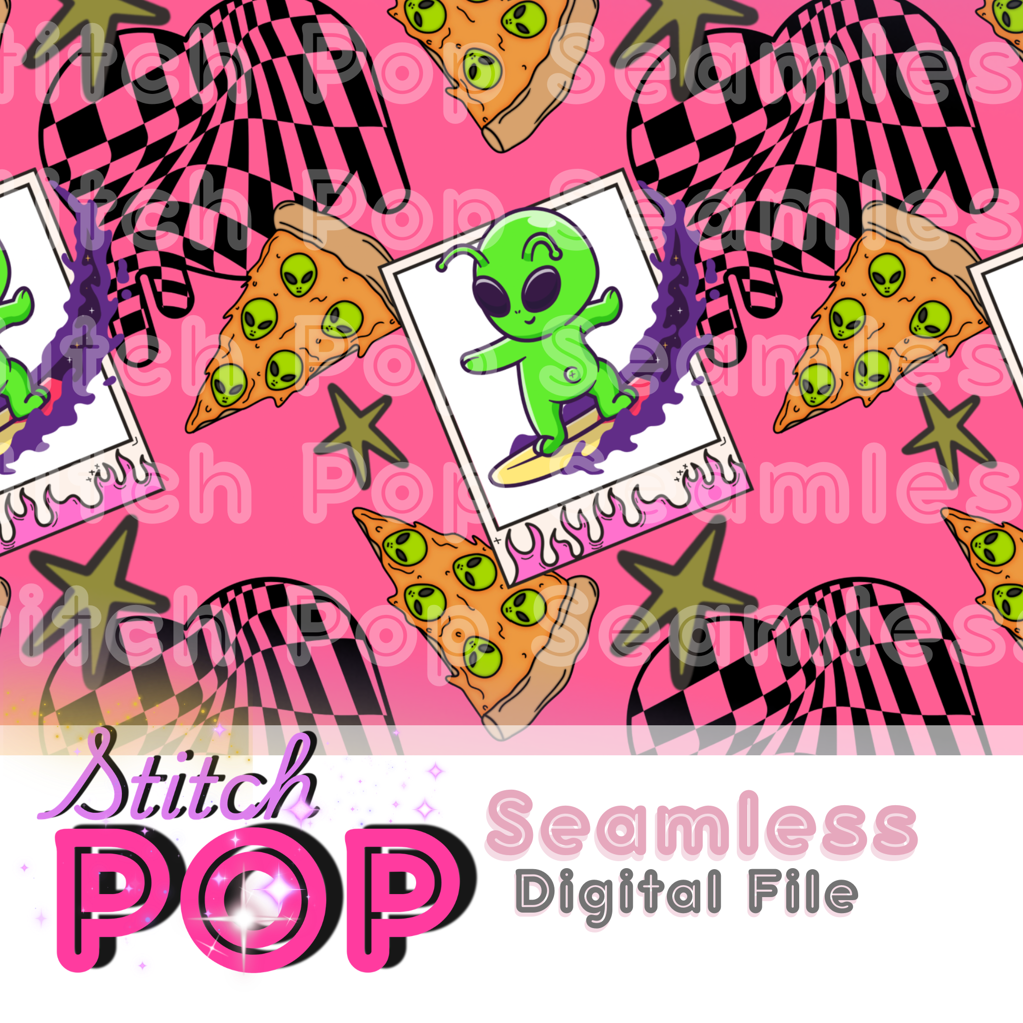 Alien Pizza Pink  -  Seamless File