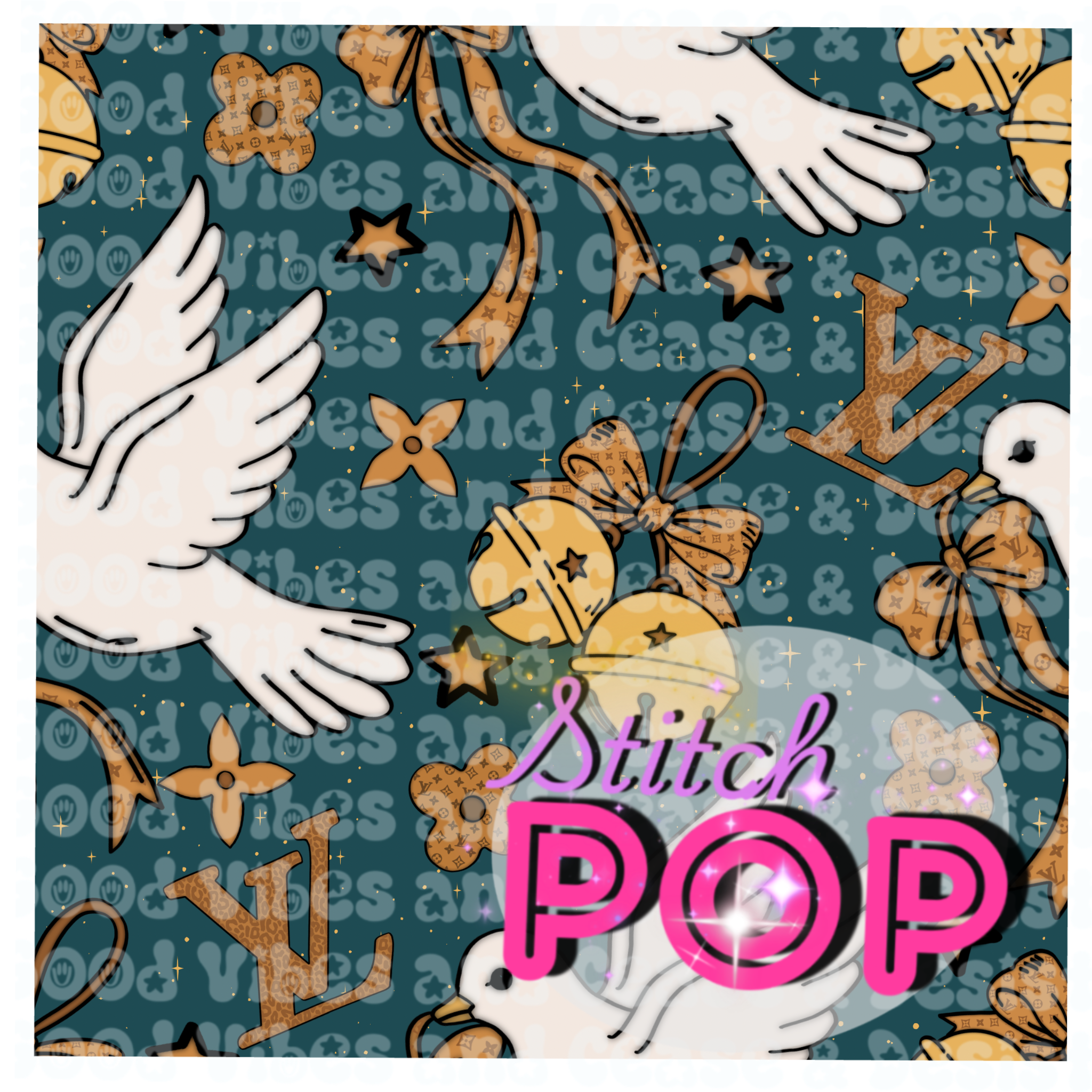 Christmas Doves Blue - Seamless File