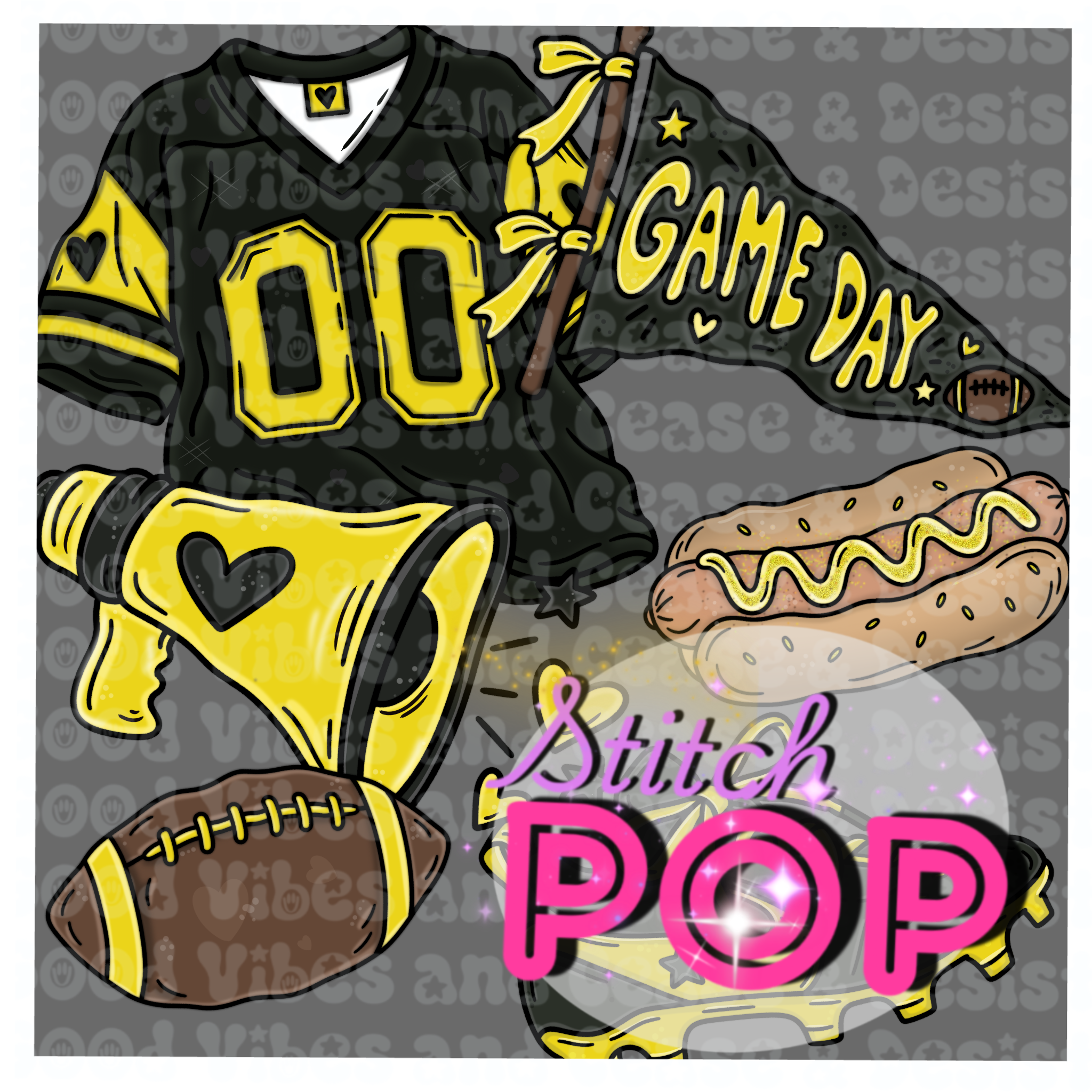 Yellow & Black Football Clipart  - Clipart