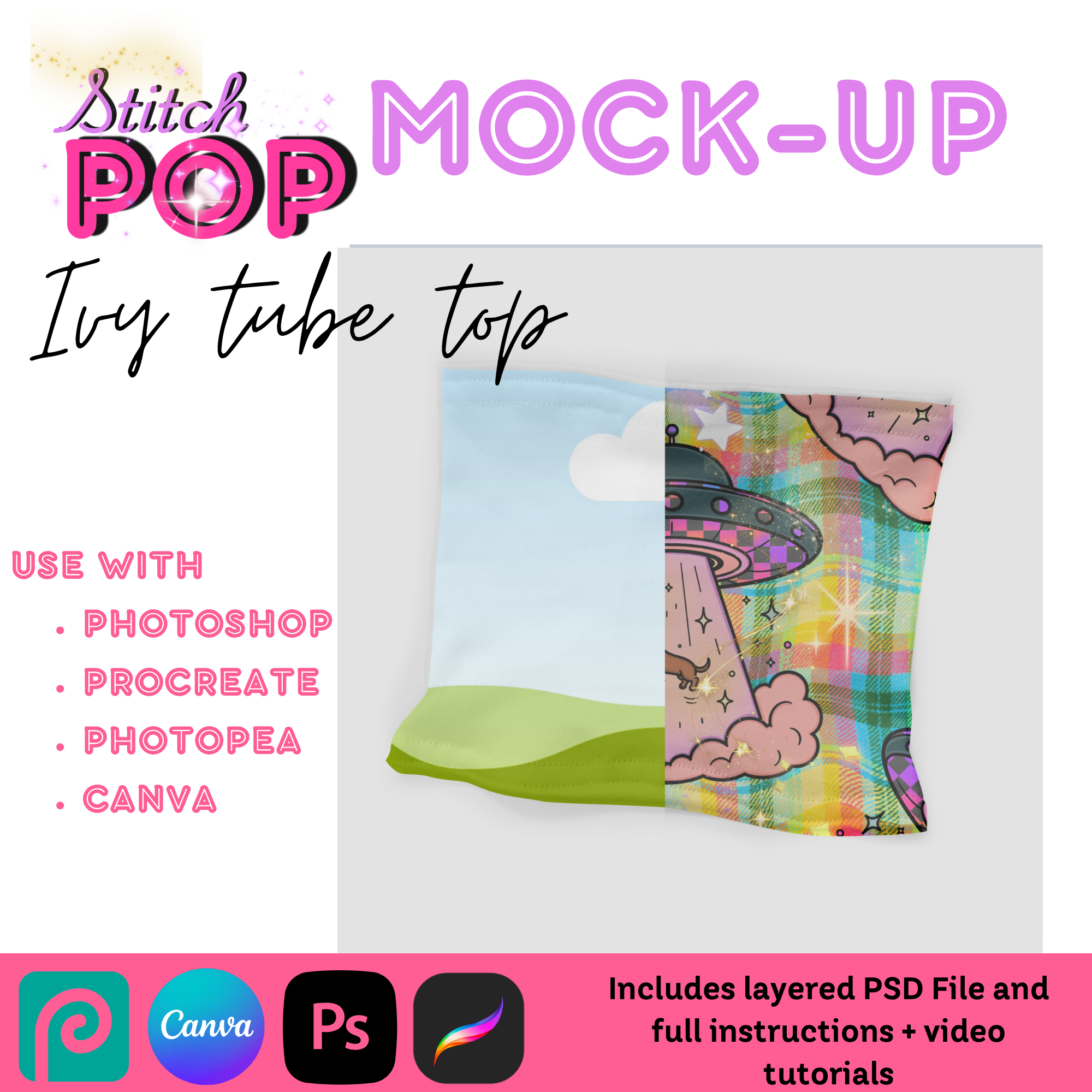 RSD Ivy Tube Top CANVA, PS, Procreate - Mockup