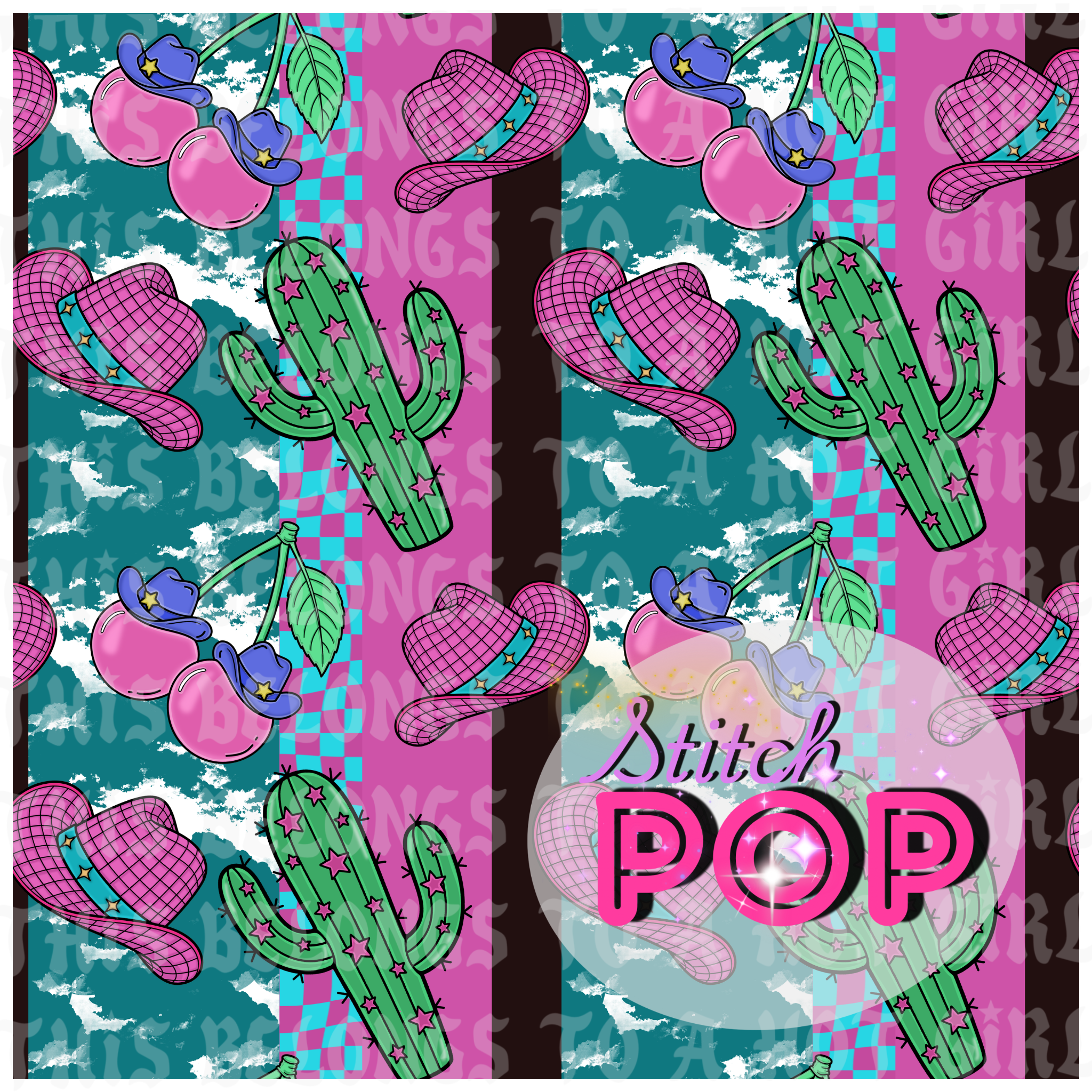 Western Cactus  Stripes - Seamless File