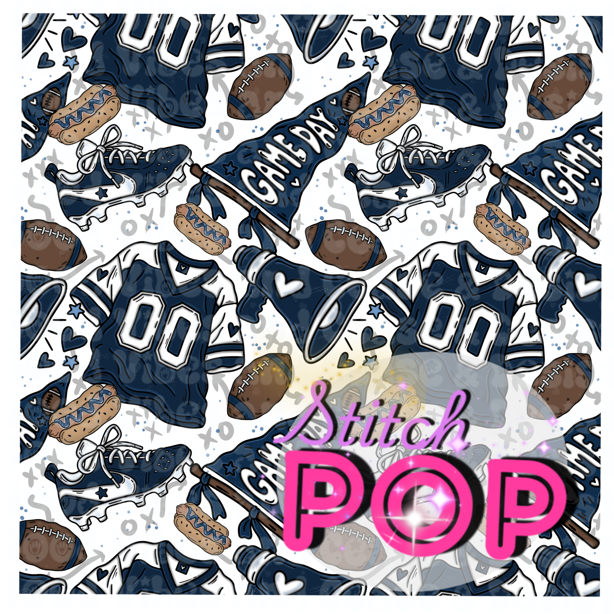 Football Fans Blue & White - Seamless File