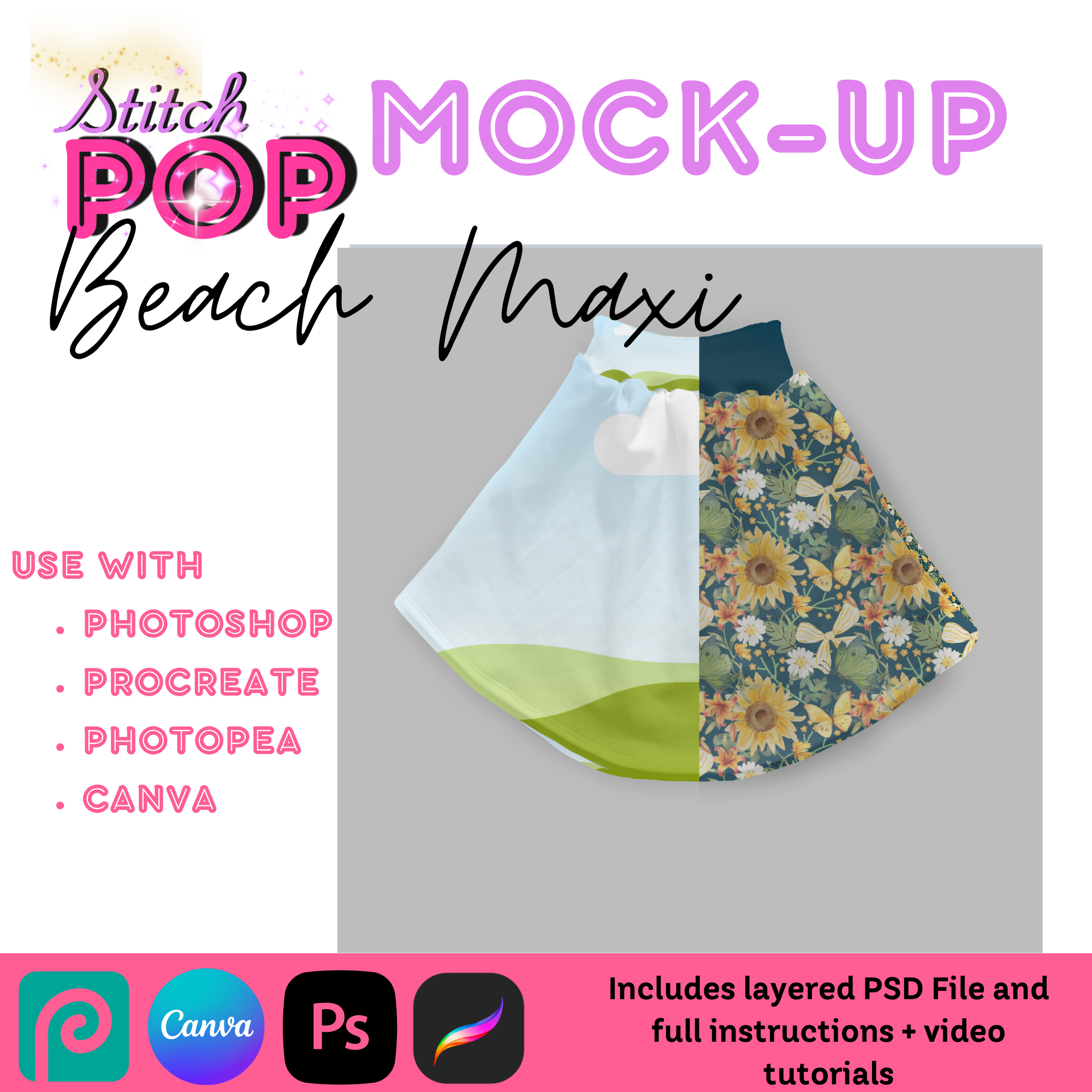 RSD Beach Maxi CANVA, PS, Procreate - Mockup