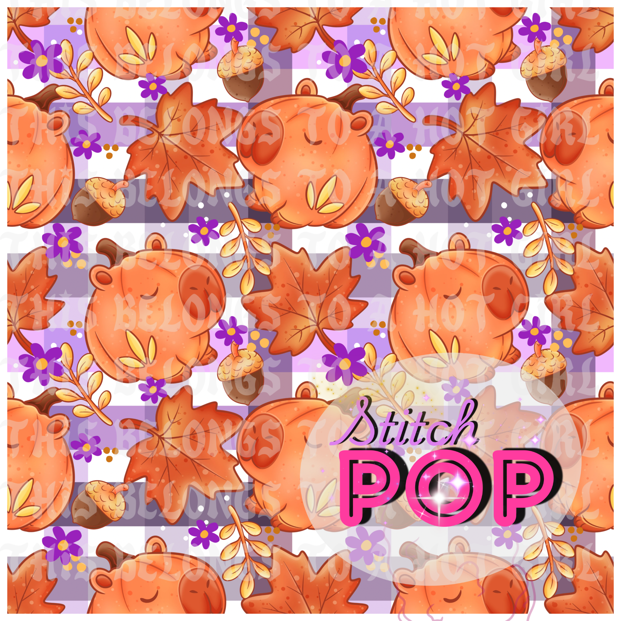 Fall Capybara Purple Plaid-Seamless File