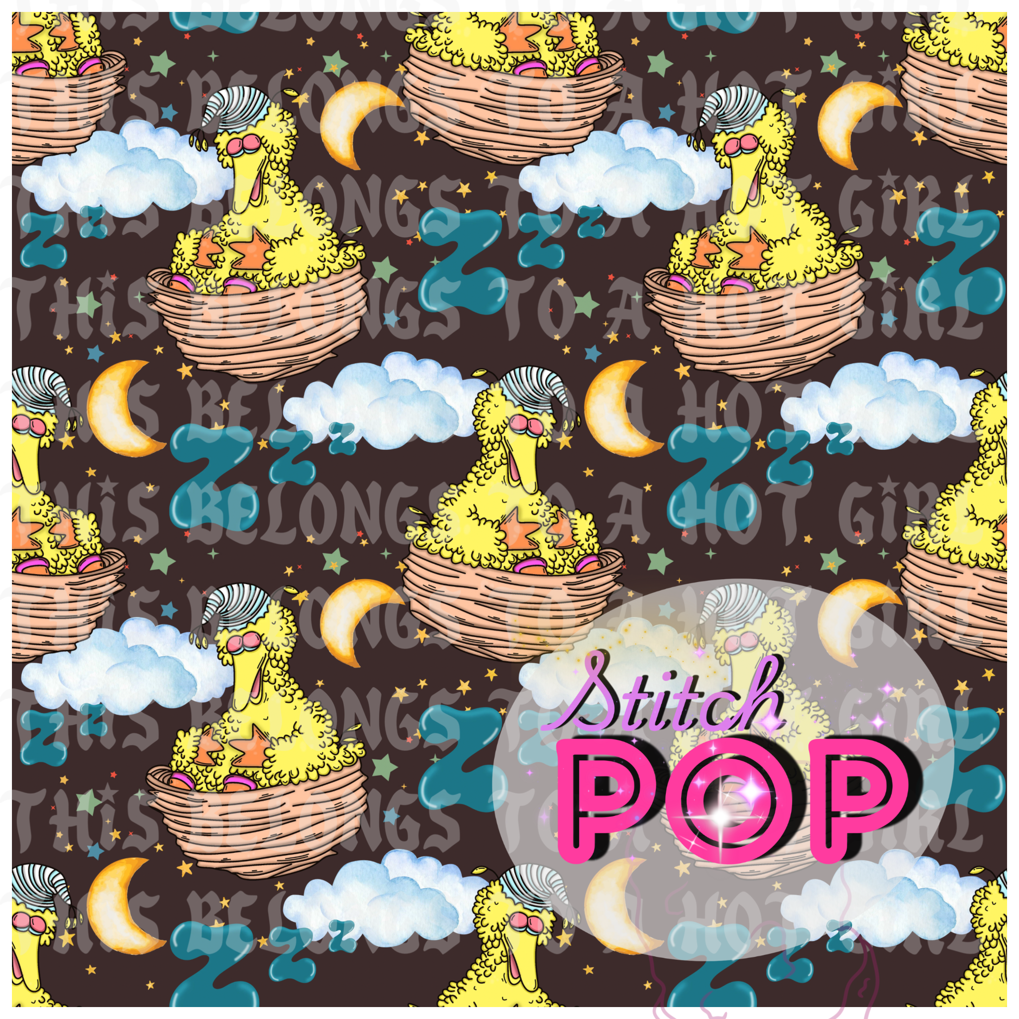 Sleepy Bird Dark -Seamless File