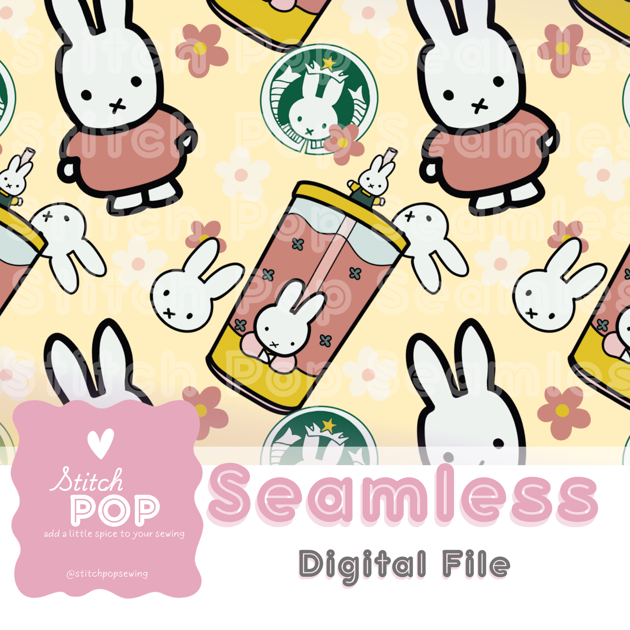 Miss Bunny Drink Yellow - Seamless File