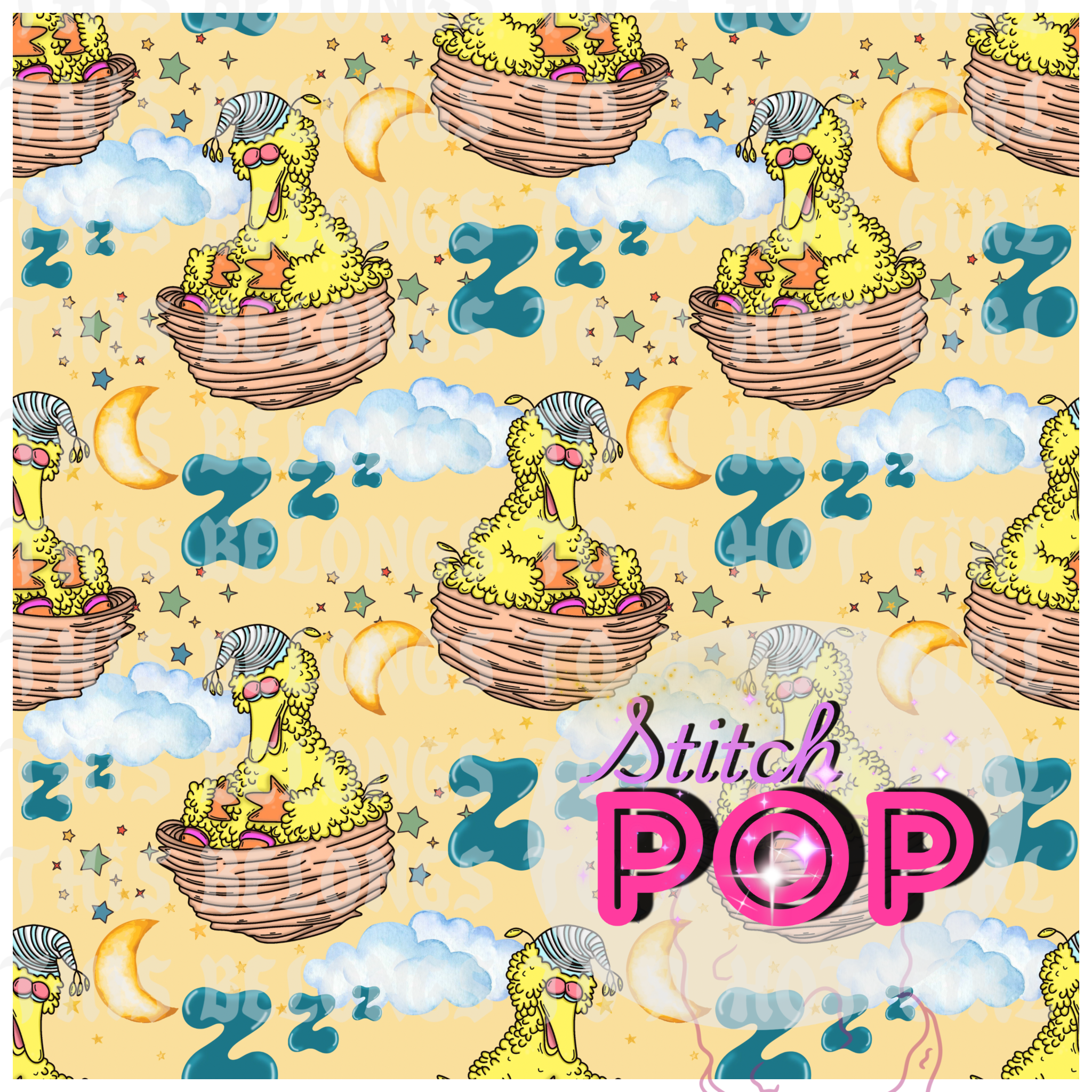 Sleepy Bird yellow -Seamless File