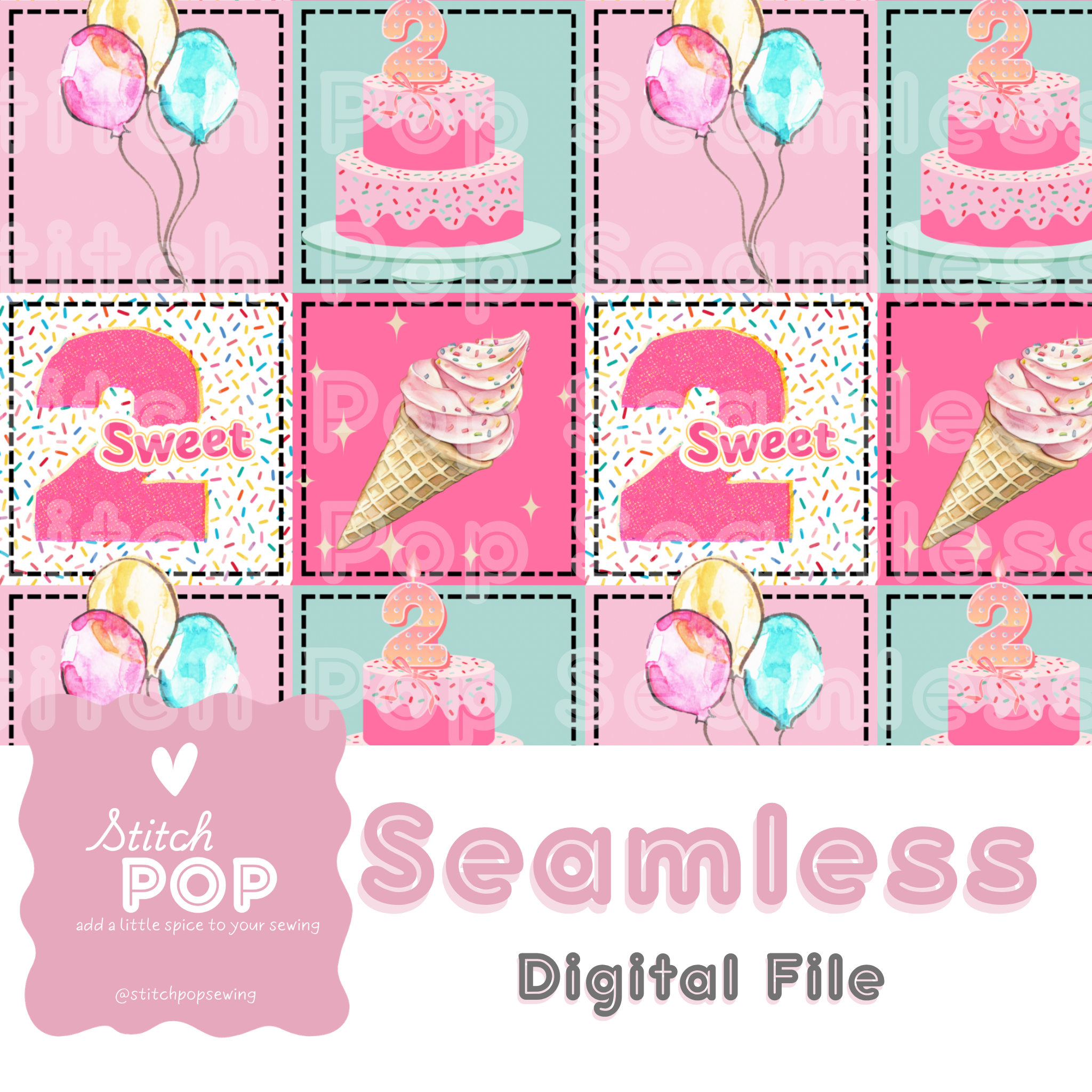2 Sweet Birthday Patchwork- Seamless File