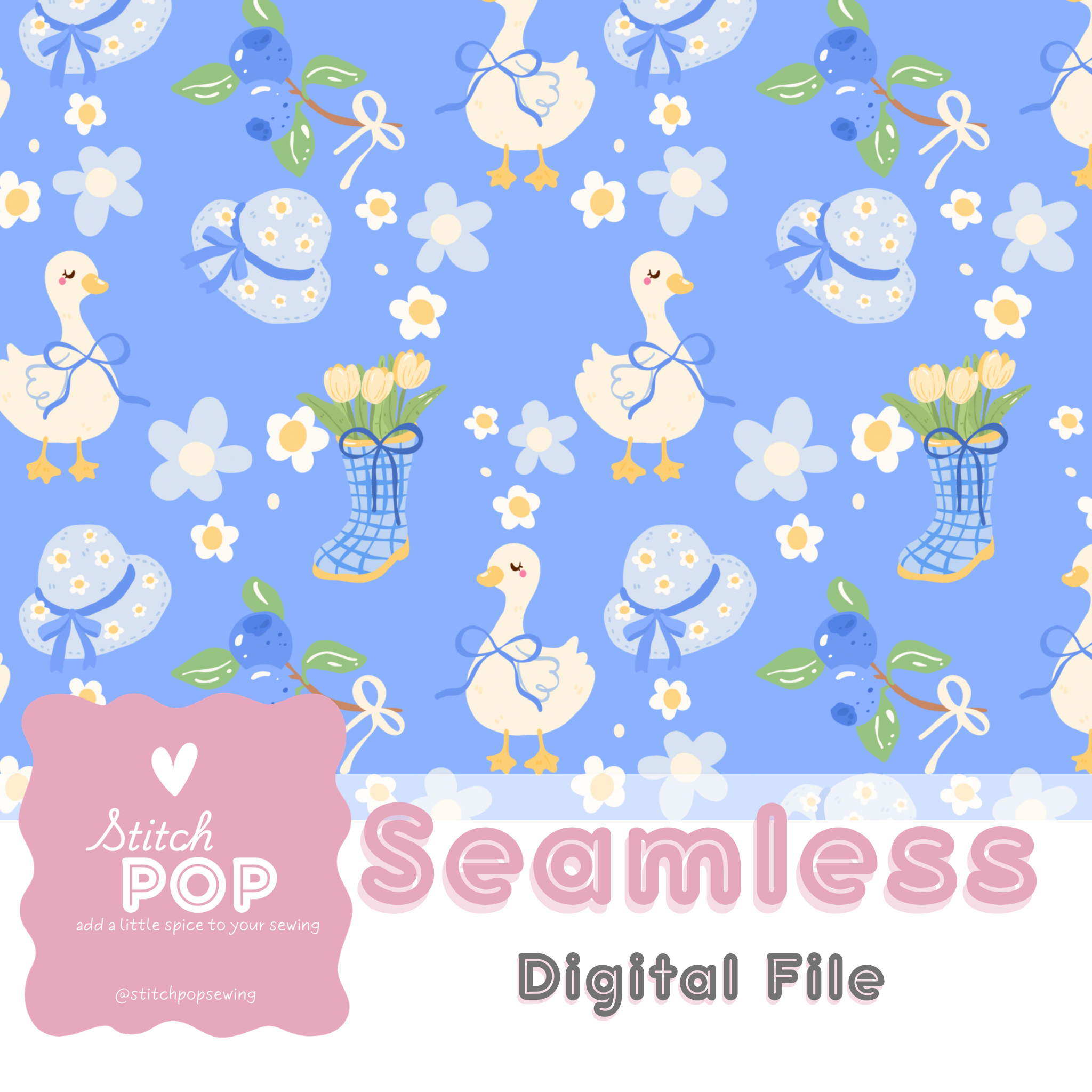 Spring Geese Blue - Seamless File