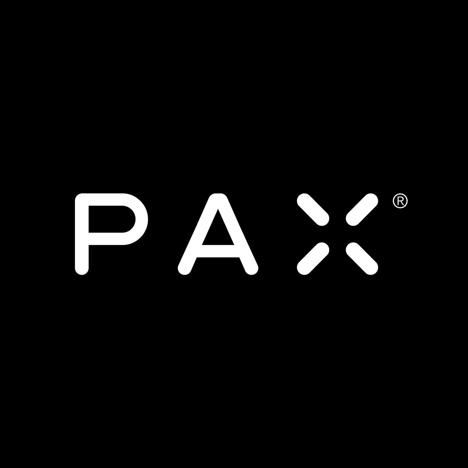 PAX logo in white on a black background.