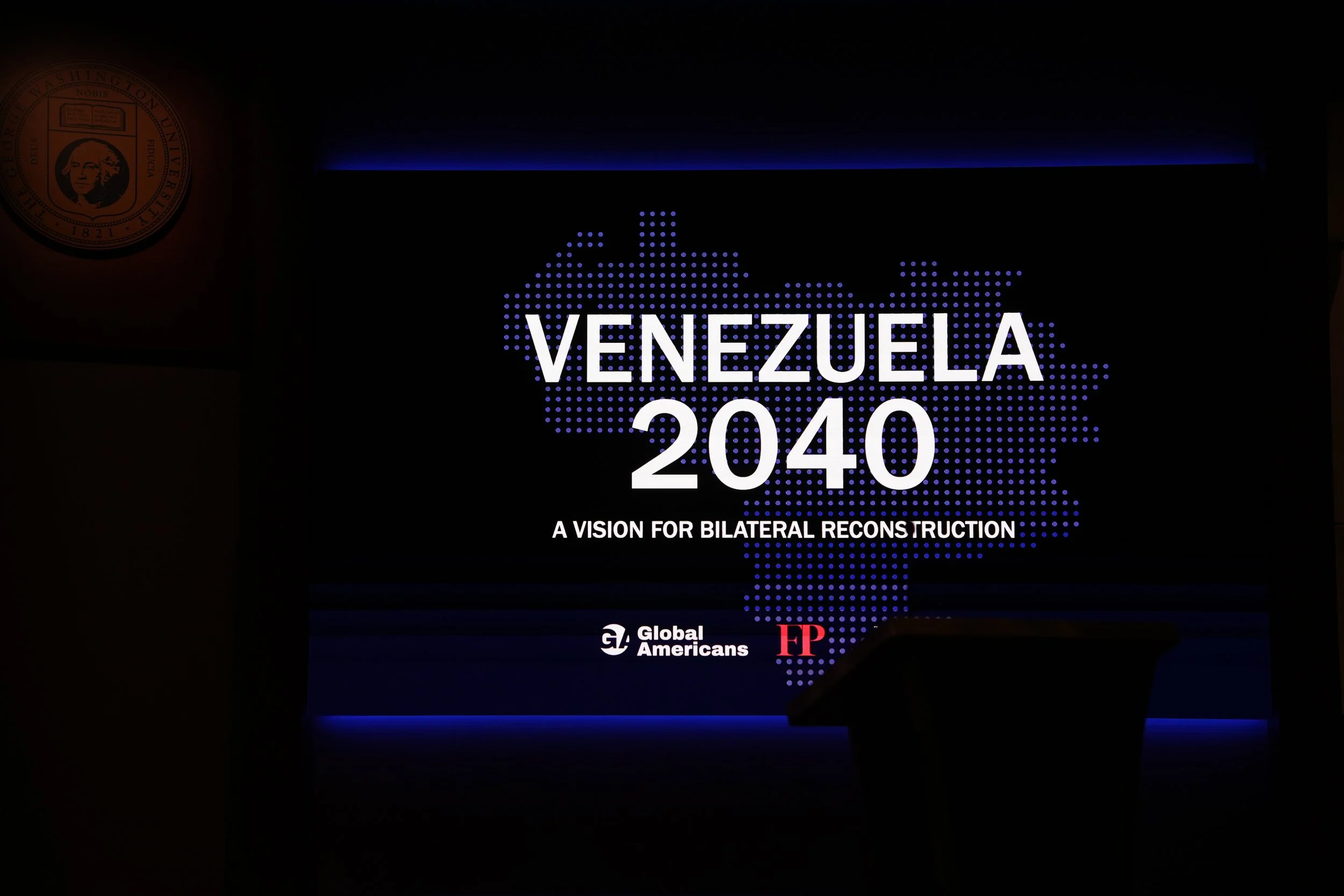 Event branded graphic on a screen
