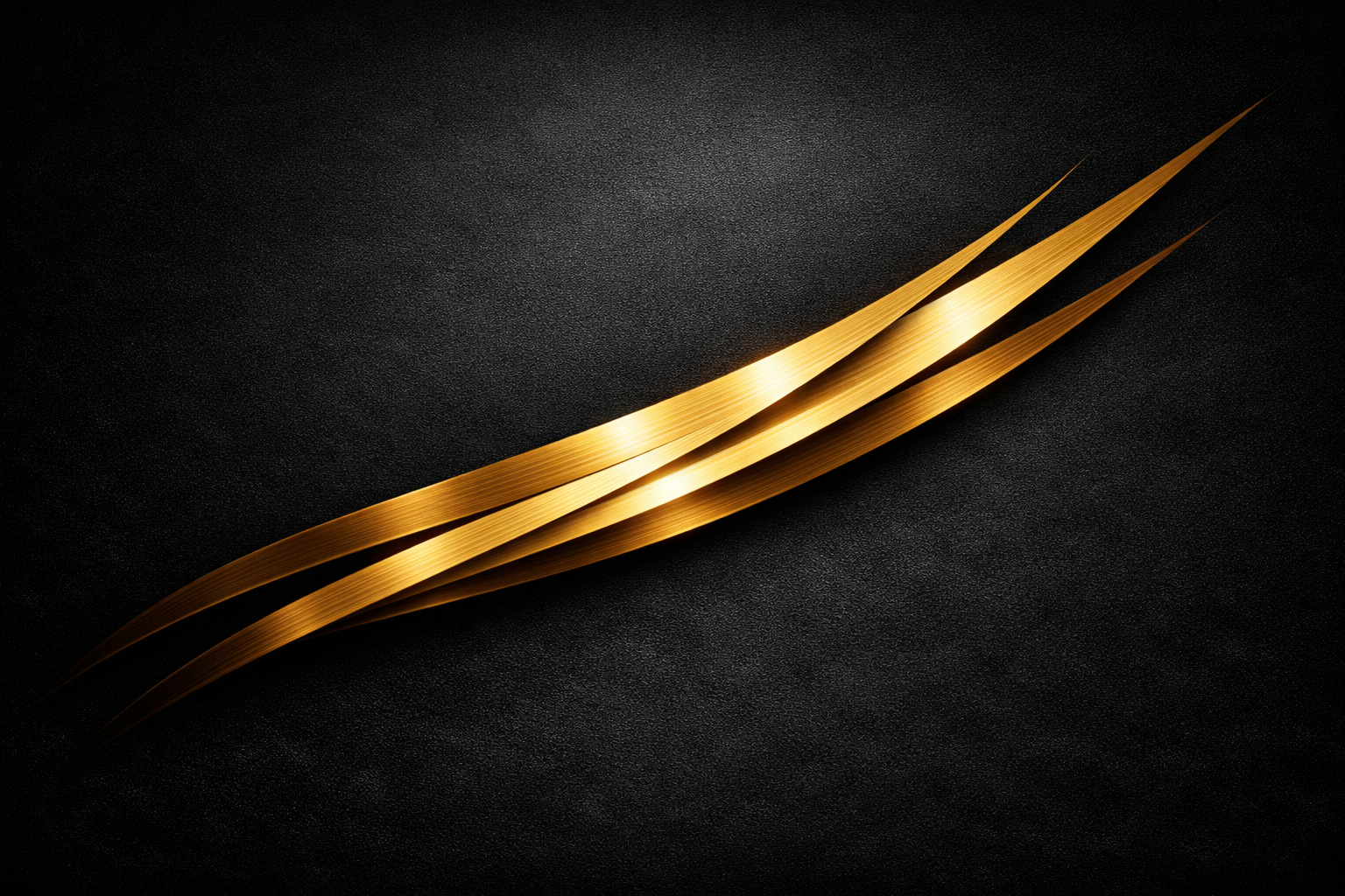 Close-up of three golden metallic claw marks on a textured black background.