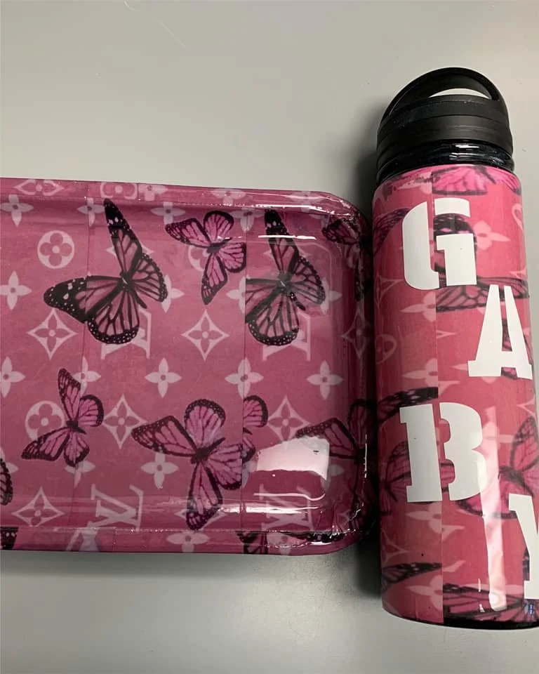 Custom Tray and Water Bottle Set