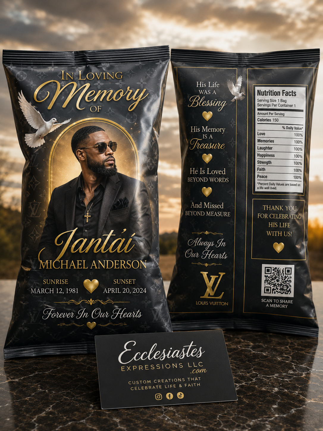 Personalized Memorial Chip Bags - 12 Pack
