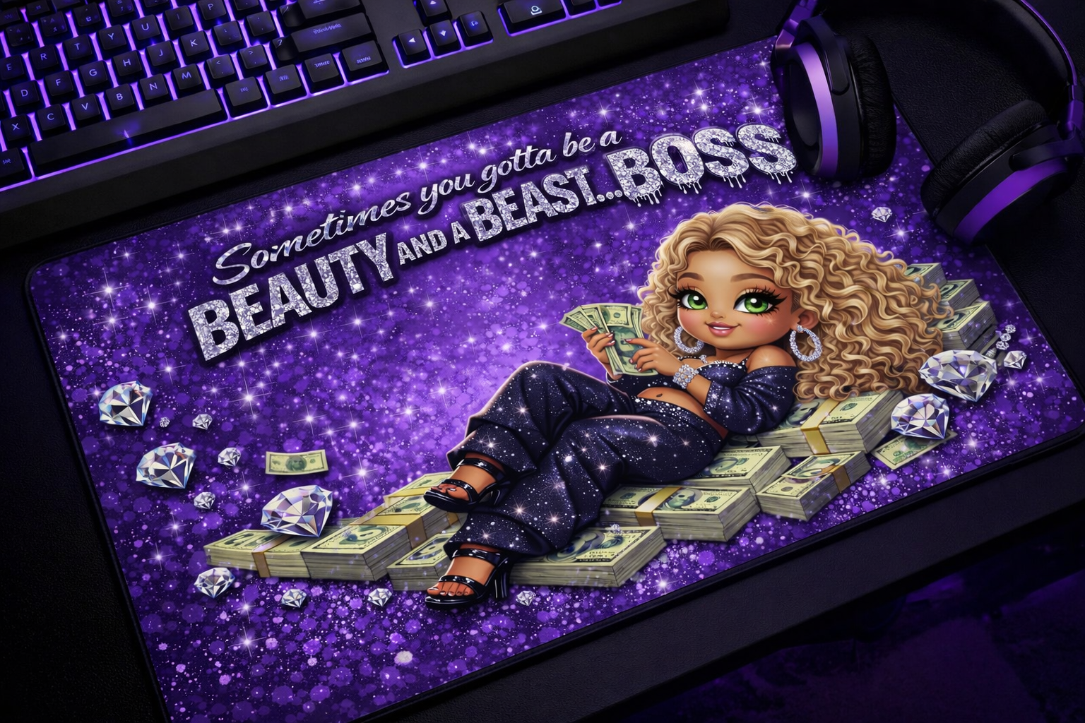 Beauty & Beast Boss Gaming Desk Mat