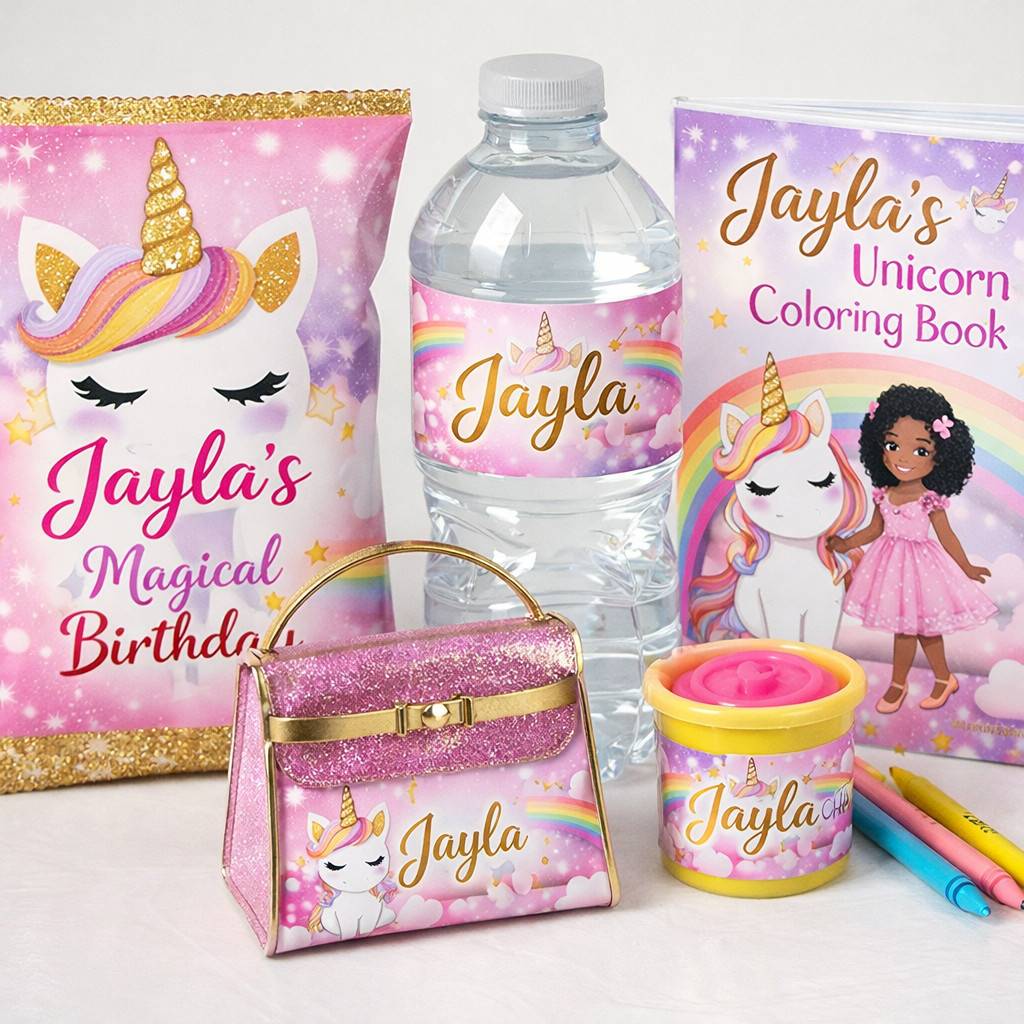 Personalized Unicorn Birthday Party Set