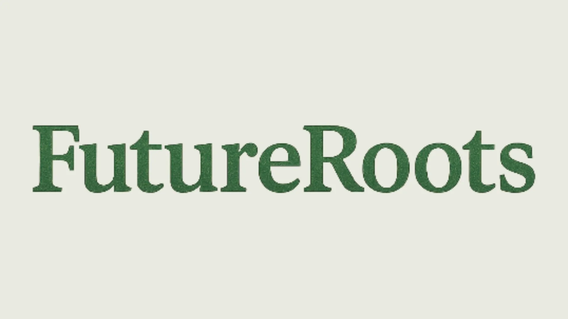 Logo with the word 'FutureRoots' in green letters on a light background