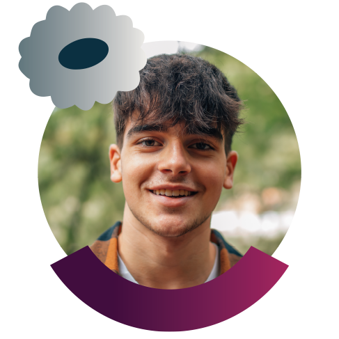 Young man outdoors smiling with cloudy weather