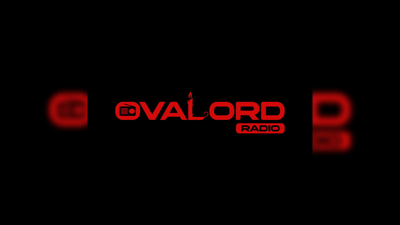 Black background with red illuminated logo reading "Valor Radio" with icons of a radio and candle within the text.