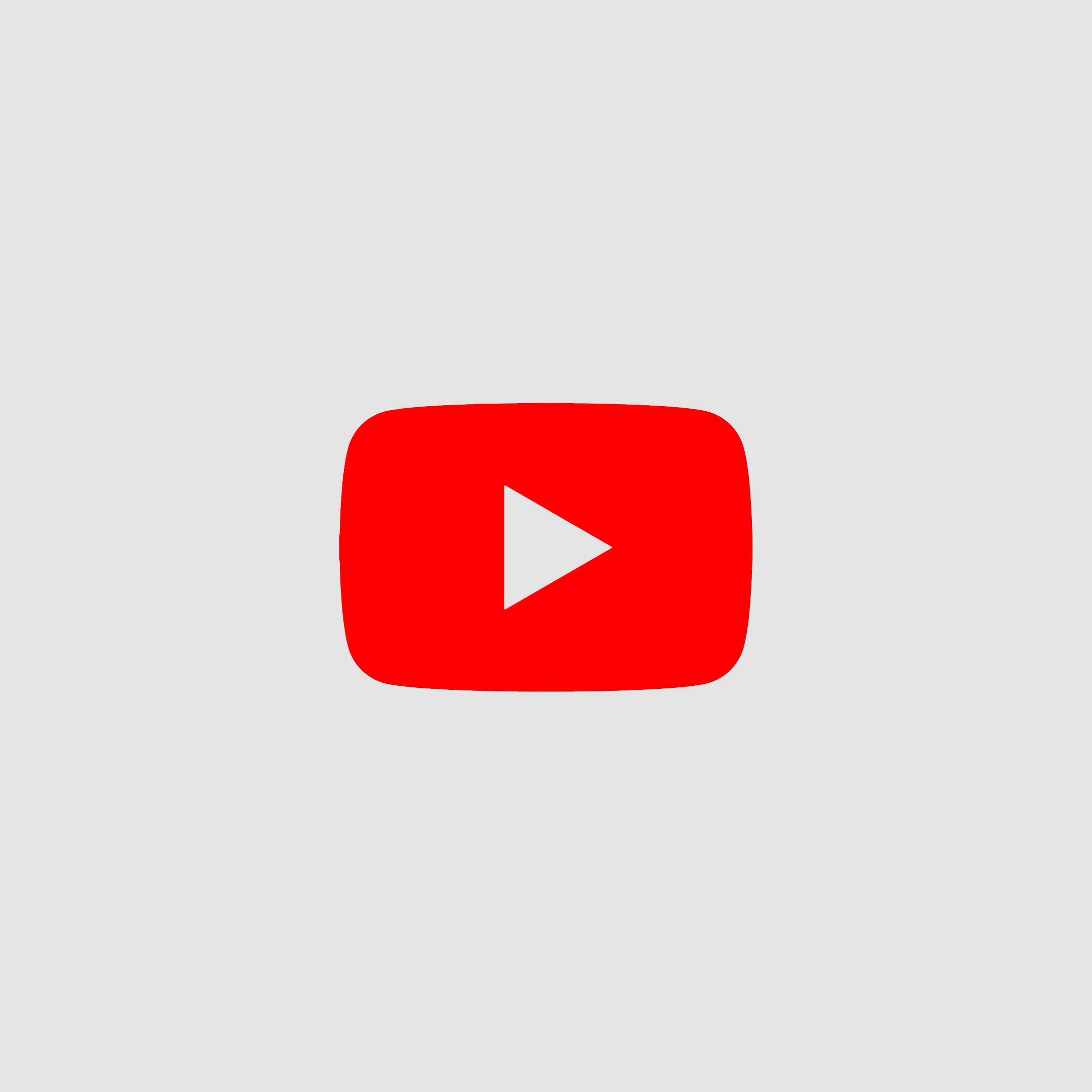 YouTube logo with a red play button icon on a light gray background.