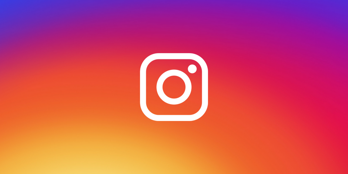 Instagram logo displayed on a colorful gradient background.