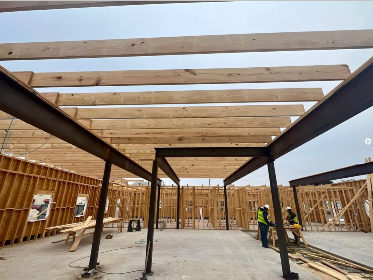 Progress on a commercial construction project by Frontera Construction in Del Rio, Texas.