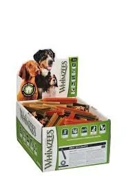 Display of Whiskers Yes! mini puzzle toys for dogs, in orange packaging with a dog and bone logo, showing individual toys inside.