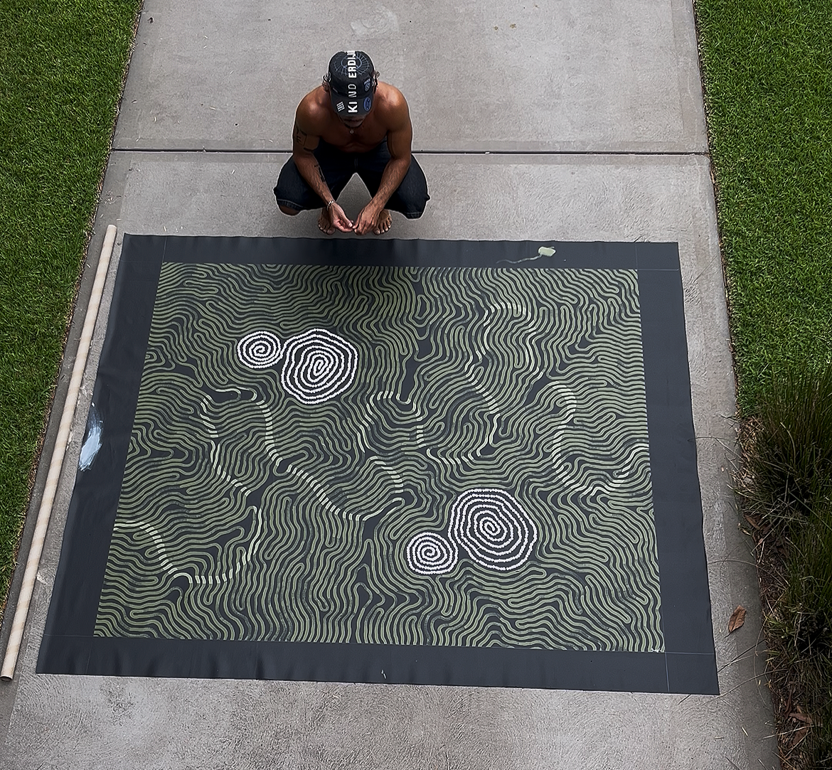 Original Aboriginal painting on canvas by Bunjil Art titled Guided 1