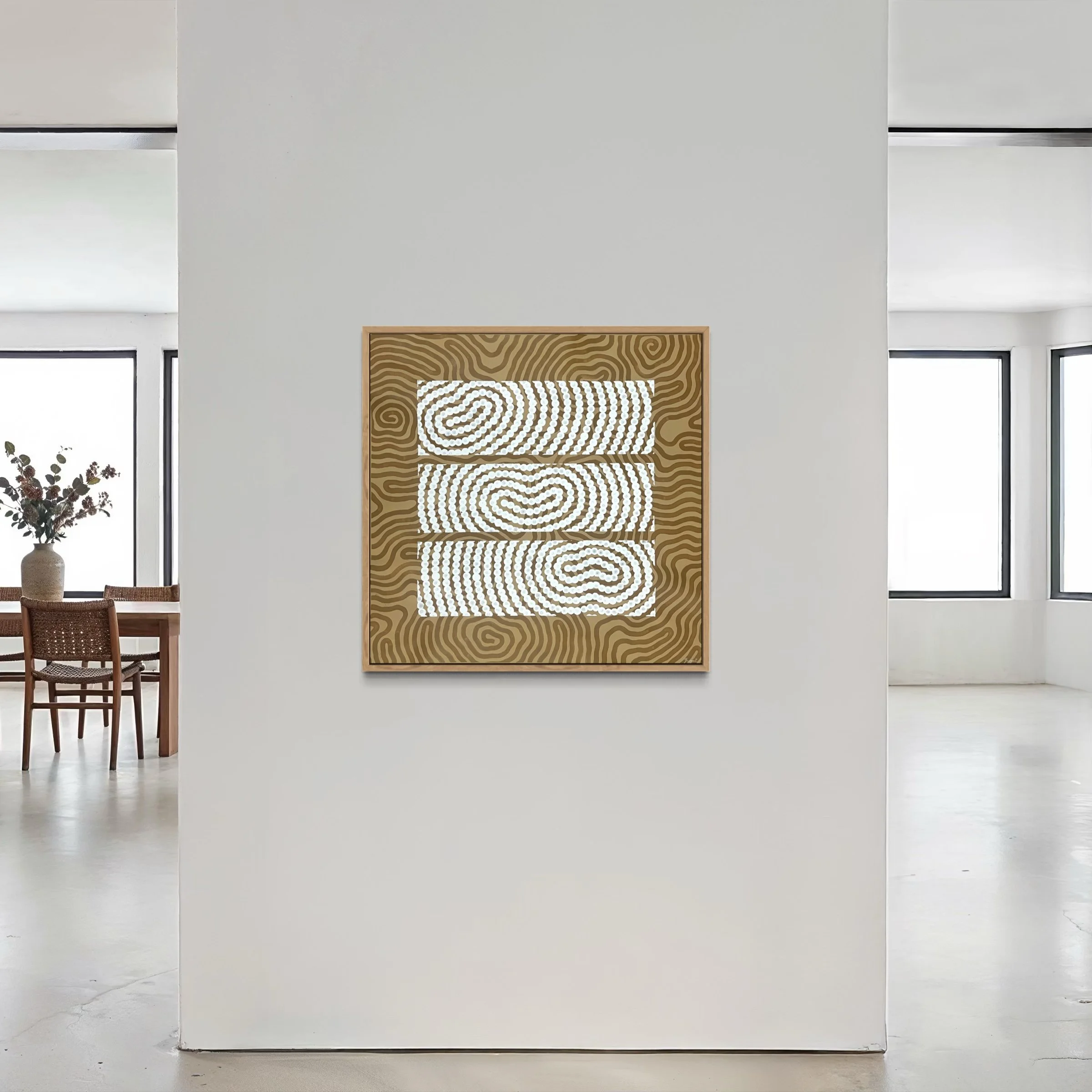 Original Aboriginal art collection on canvas by Bunjil Art titled Confined Connection 3