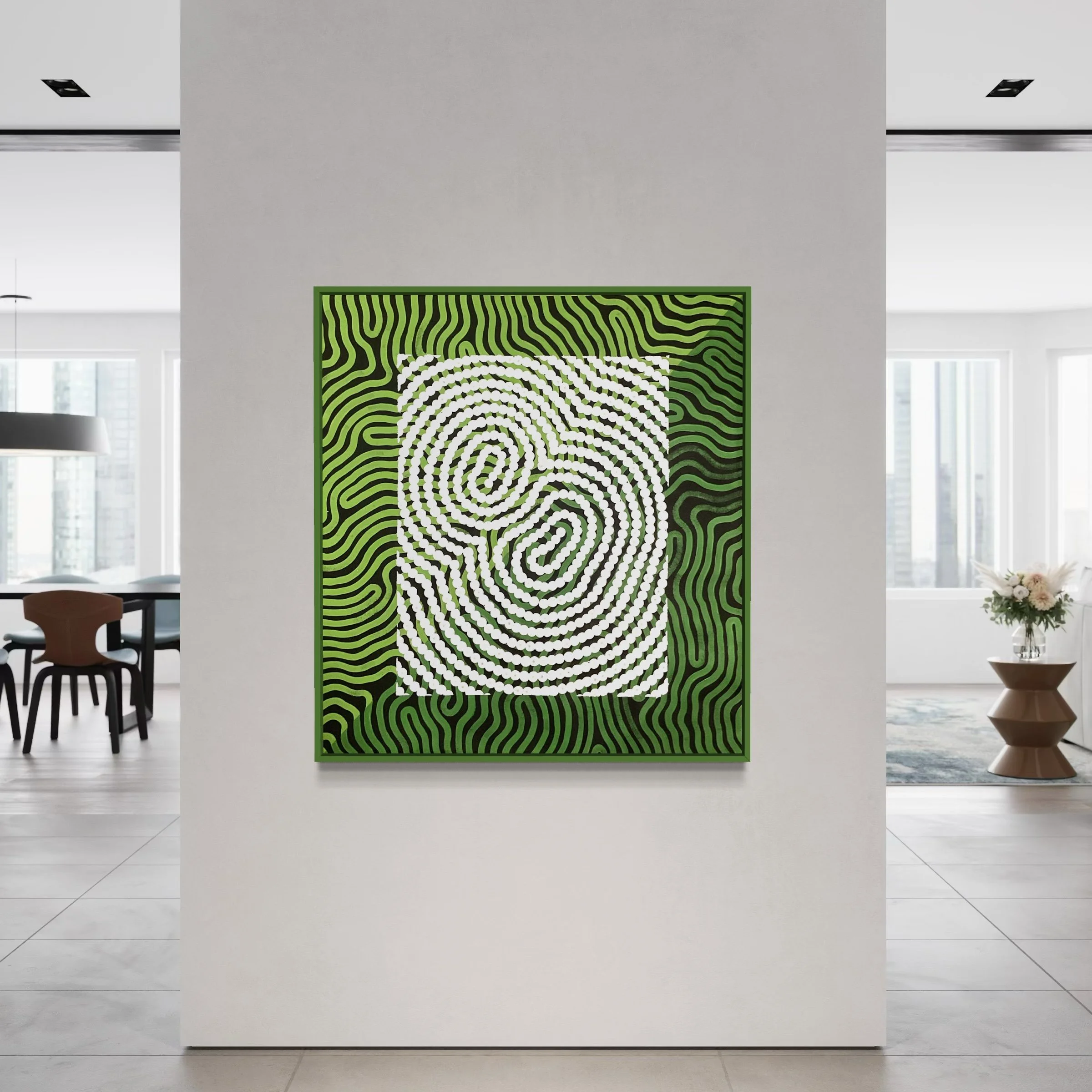Original Aboriginal art collection on canvas by Bunjil Art titled Confined Connection