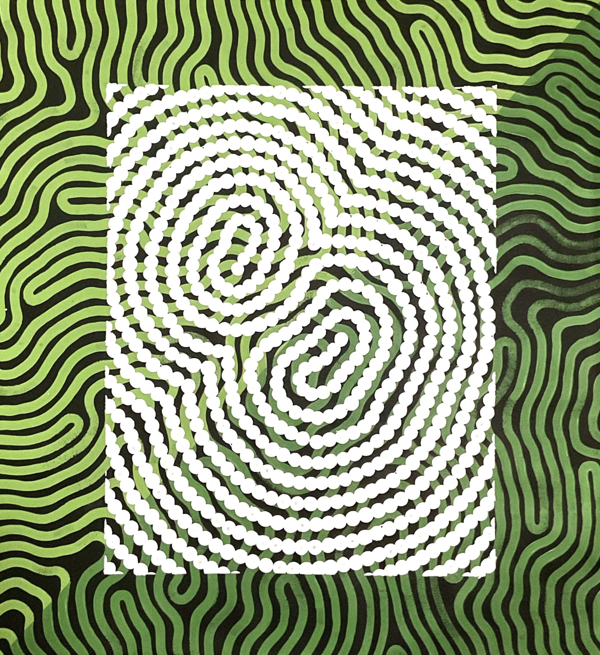 Original Aboriginal painting on canvas by Bunjil Art titled Confined Connection 1, part of the Confined Connection series
