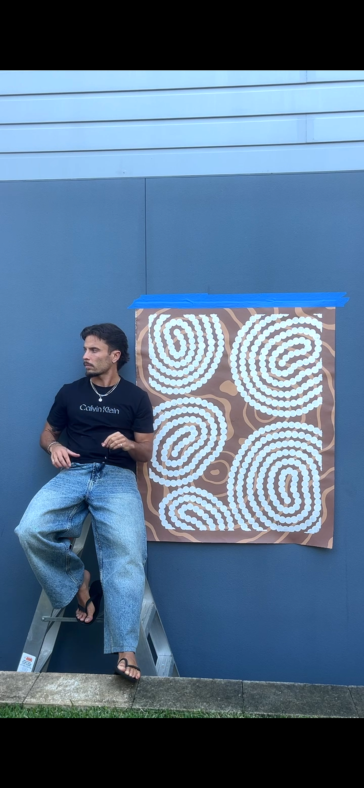 Original Aboriginal artwork on canvas by Bunjil Art titled Dry Country