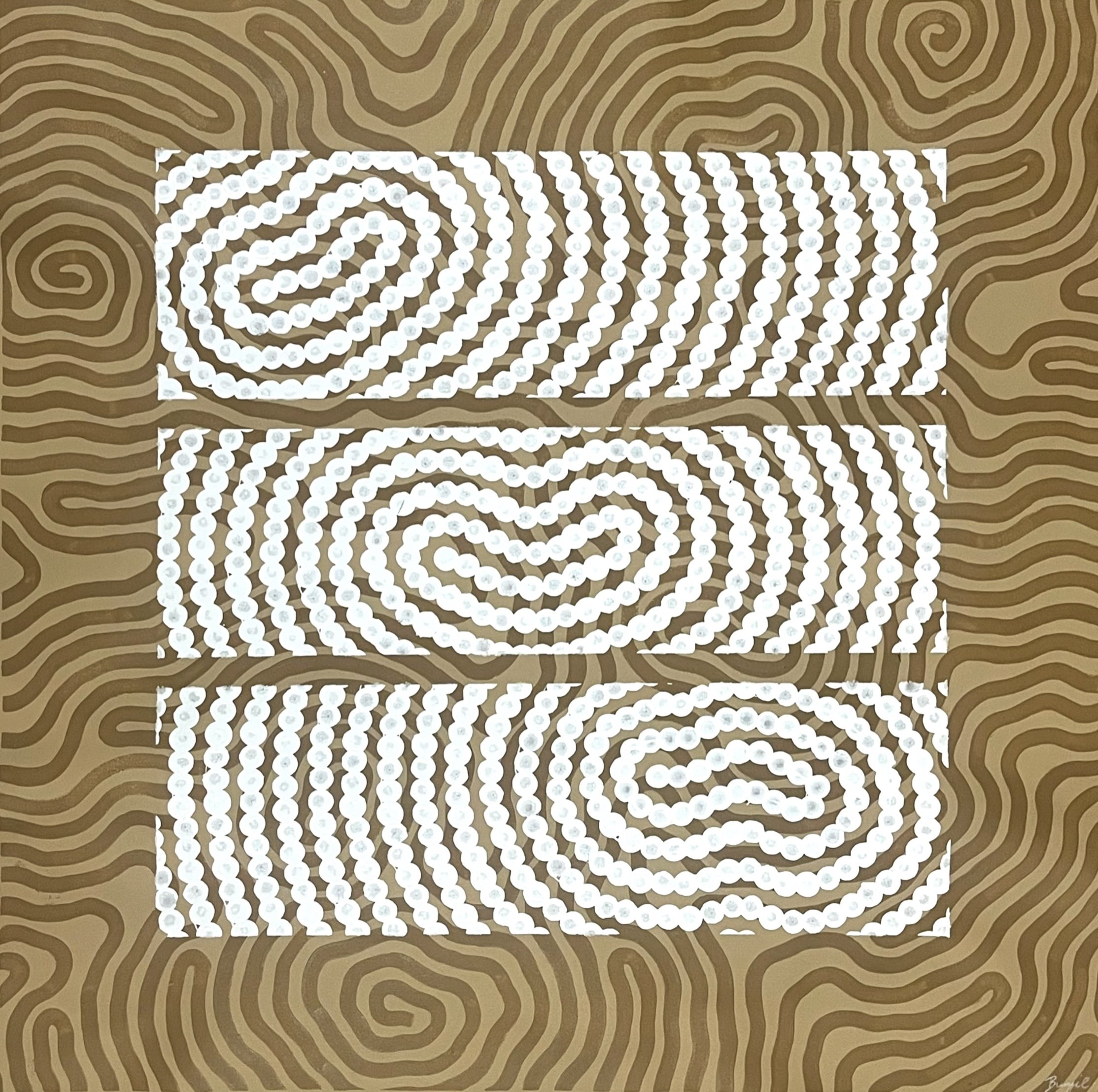 Original Aboriginal painting on canvas by Bunjil Art titled Confined Connection 3, part of the Confined Connection series
