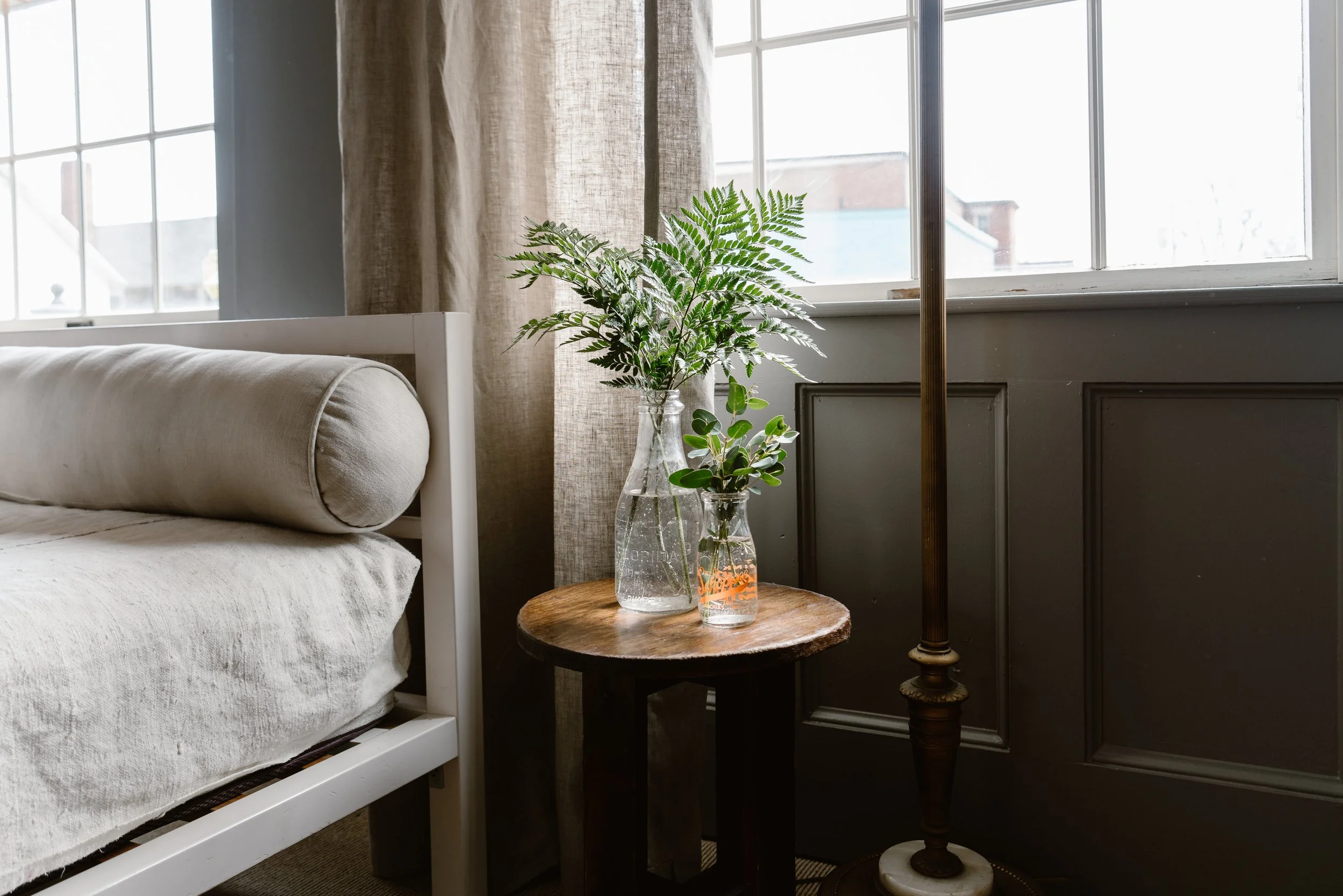 Guest Room Side Table with Foliage