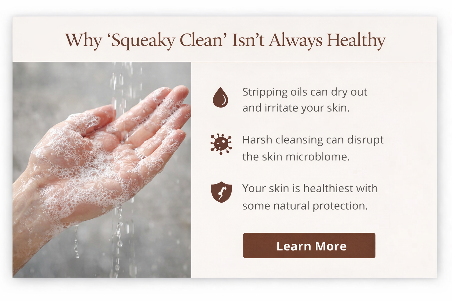 A person washing their hands with soap and water.