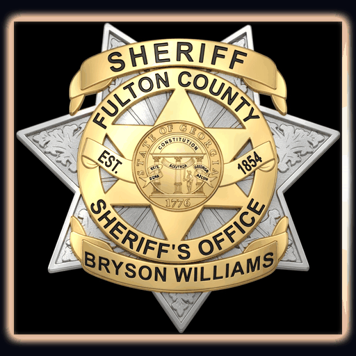 Badge of the Fulton County Sheriff's Office in Bryson Williams, Georgia.