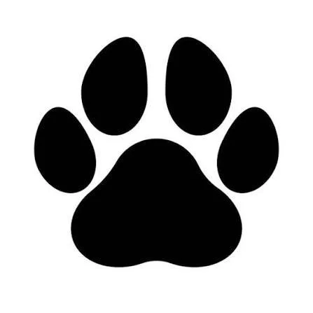 Black paw print on a white background.