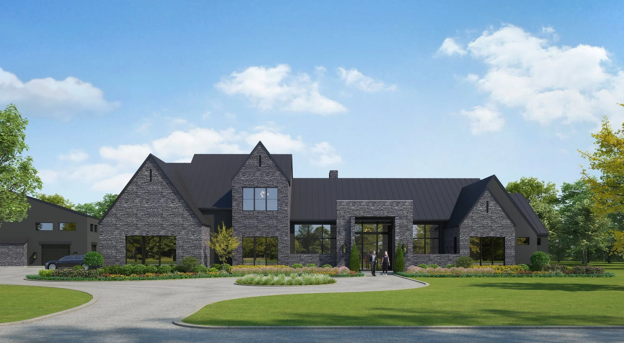Modern European Estate | Mira Vista | McLendon-Chisholm, Texas
Built by George Welch Custom Homes

This custom residence in Mira Vista blends bold architectural presence with refined European proportions, wrapped in black Eldorado Ledgestone and blac