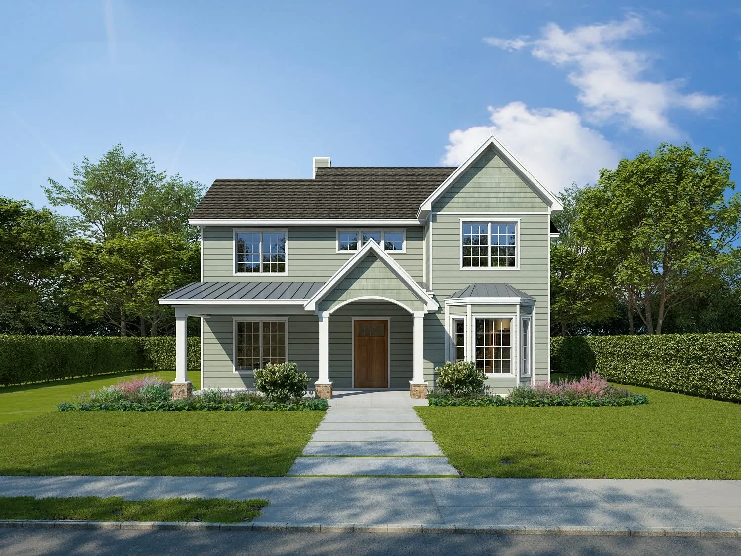 Modern Farmhouse Sophistication in Downtown Frisco

True to modern farmhouse form, the exterior showcases classic lap siding, striking gabled rooflines, and metal roof accents over the porch and bay window, delivering timeless curb appeal. Thoughtful
