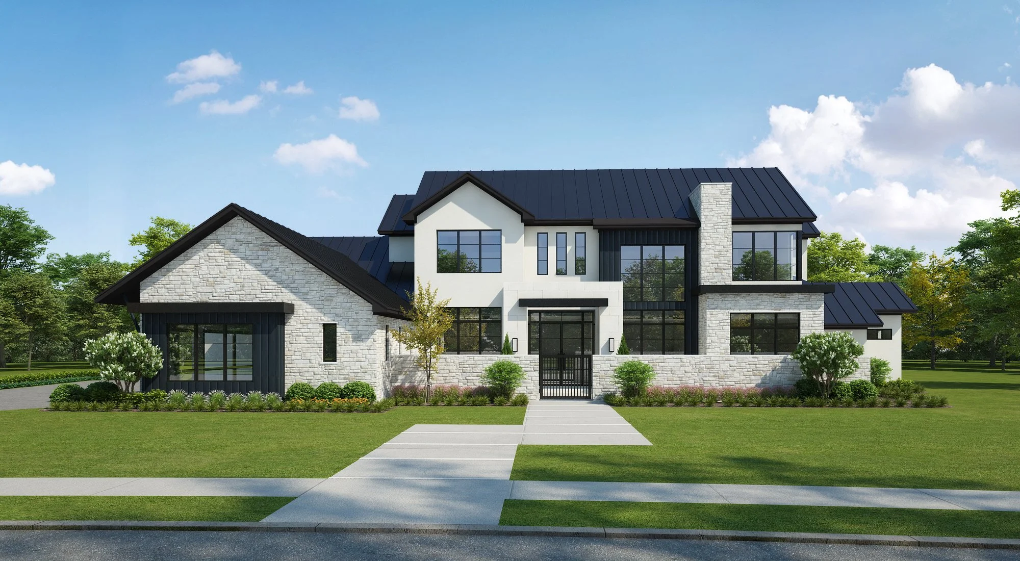 Chase Welch Custom Homes is building this new design in Ridge Lakes, Phase II.

The home blends clean lines with layered textures &mdash; stone, stucco, and board &amp; batten accents &mdash; creating a modern yet timeless exterior.

Highlights inclu