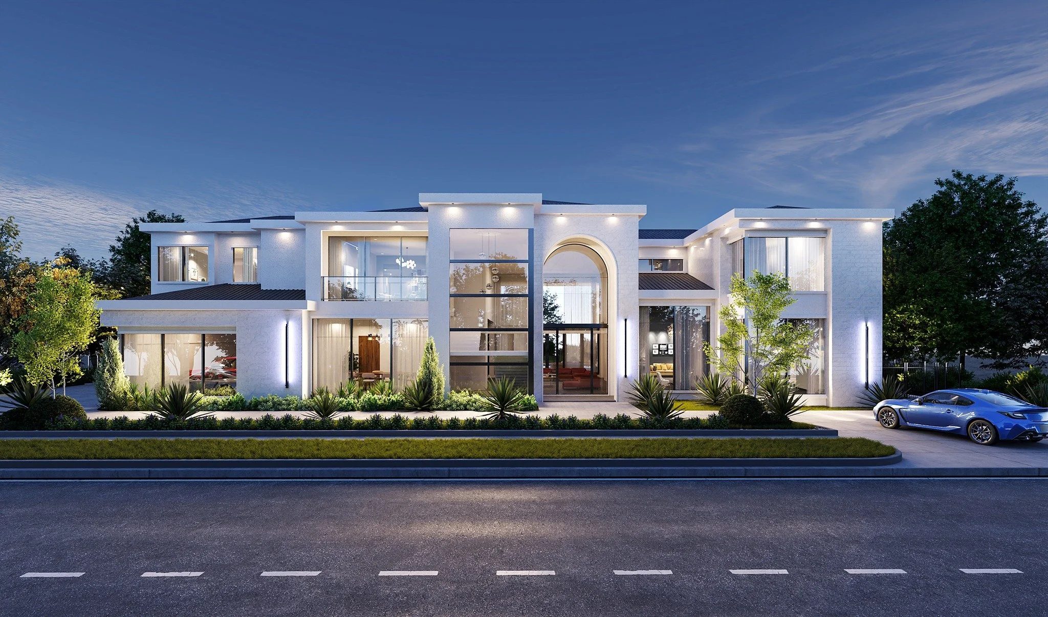 Just wrapped up this custom Contemporary Mediterranean residence going in Enchanted Hills within the Castle Hills subdivision in Lewisville, Texas.

This home spans 8,500 sq ft of air-conditioned space, featuring:

&bull; 5 spacious bedrooms with pri