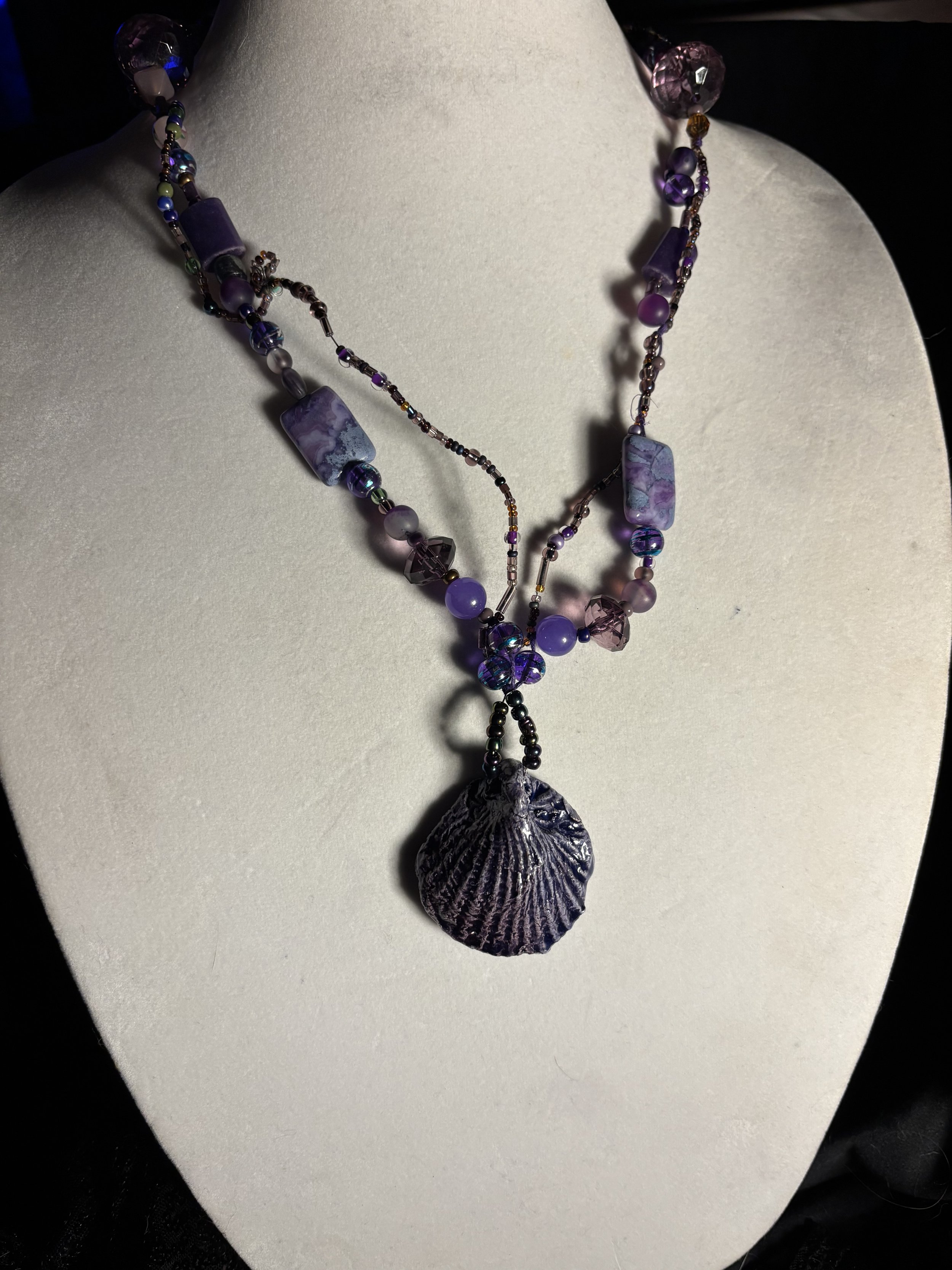 Purple Seashell Charm Necklace