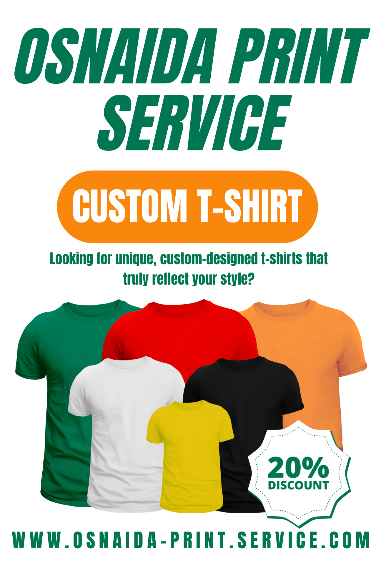 Green And Orange Modern Printing Services Custom T-Shirt Flyer.png