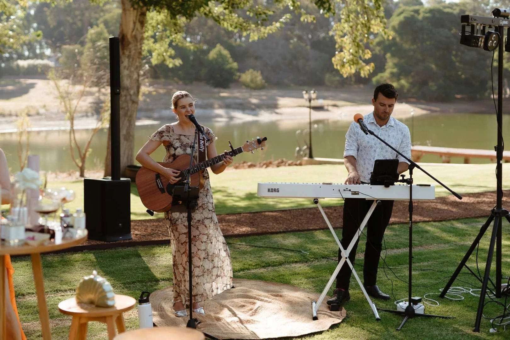Stella + Sam T all-day live acoustic & DJ wedding package at Losari Retreat, Margaret River region.