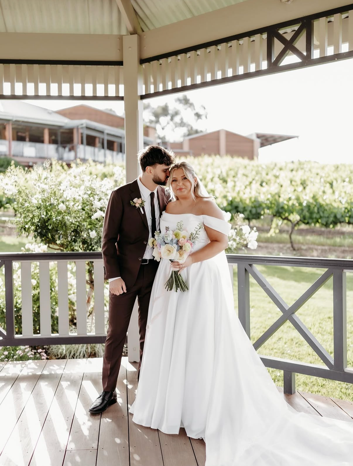 Wedding couple celebrating their special day with live entertainment
