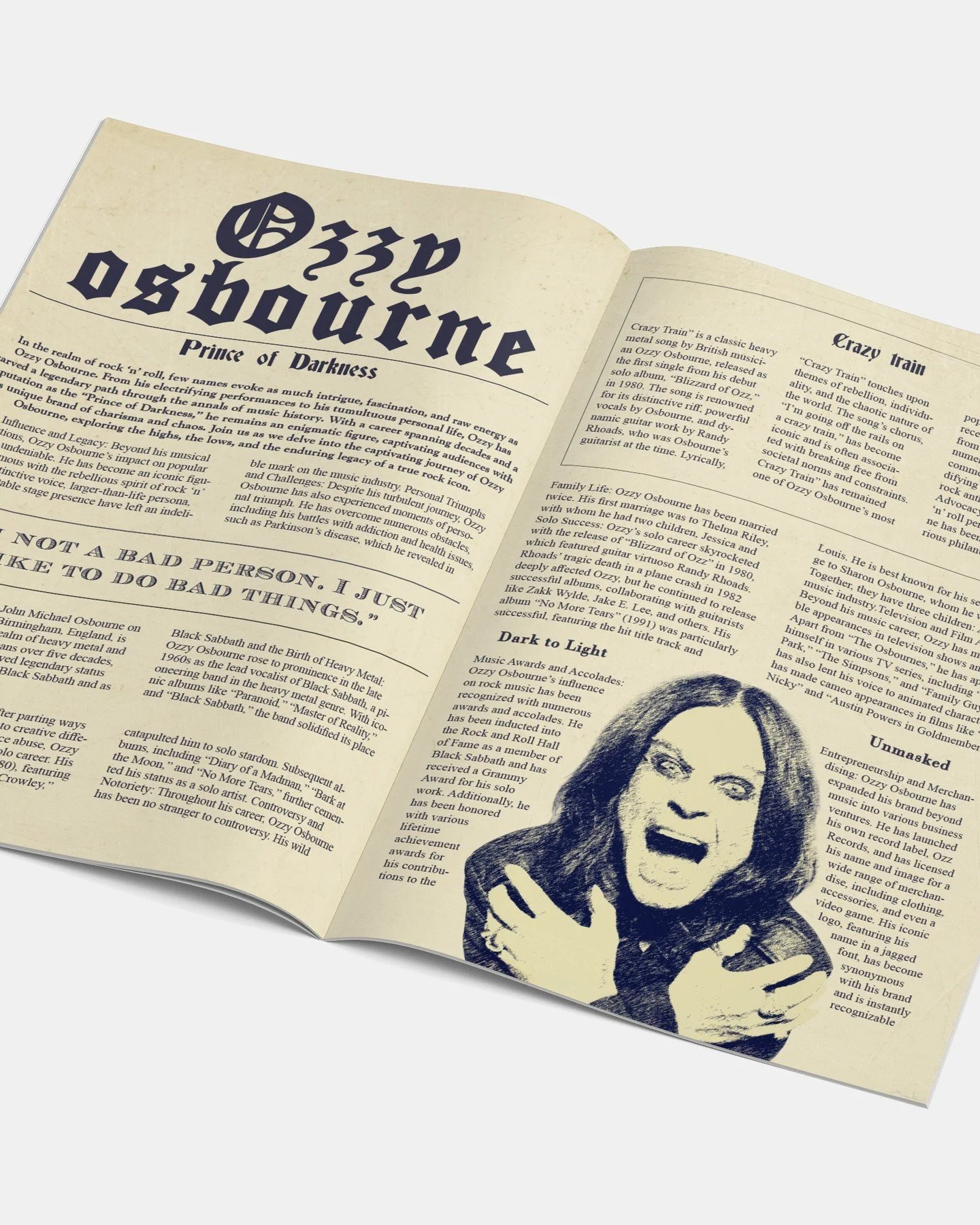 Magazine spread Ozzy Osbourne

@ozzyosbourne 

#ozzyosbourne #mediavormgeving #mediavormgever #magazine #magazinespread
