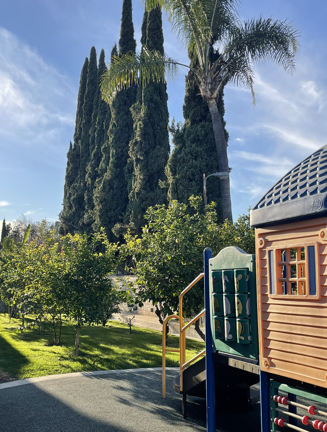 Quad and outside area with playground by classrooms in Walnut, CA