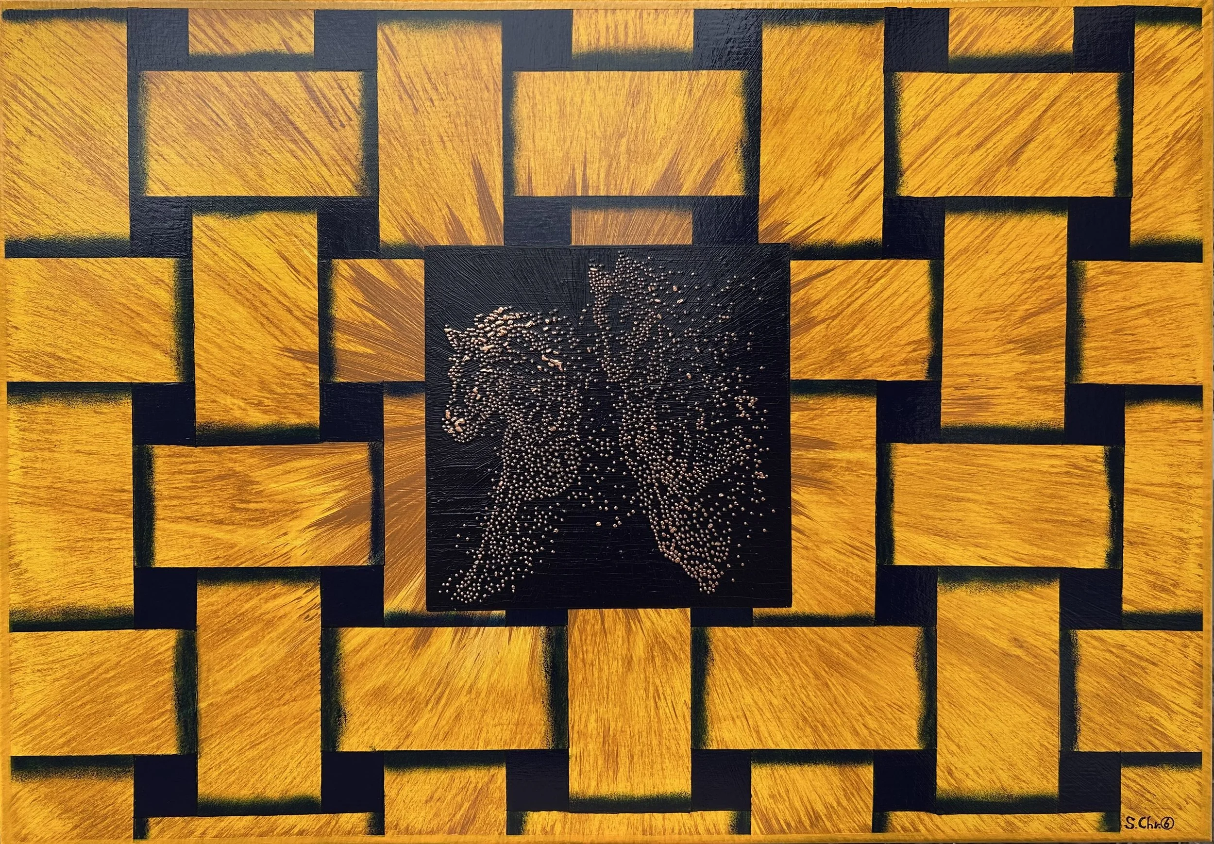 Opus VI: Galloping Inferno (Original) – dynamic abstract painting with fiery motion and energetic equine‑inspired forms by Sotiris Christodoulou