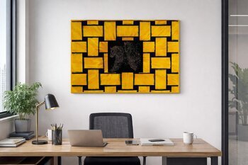 Opus VI: Galloping Inferno – dynamic abstract painting with fiery motion and energetic equine‑inspired forms by Sotiris Christodoulou Mockup 1.jpeg