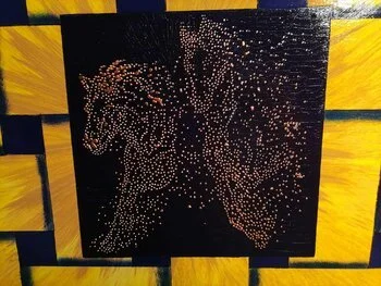 Opus VI: Galloping Inferno – dynamic abstract painting with fiery motion and energetic equine‑inspired forms by Sotiris Christodoulou Studio 2.jpeg